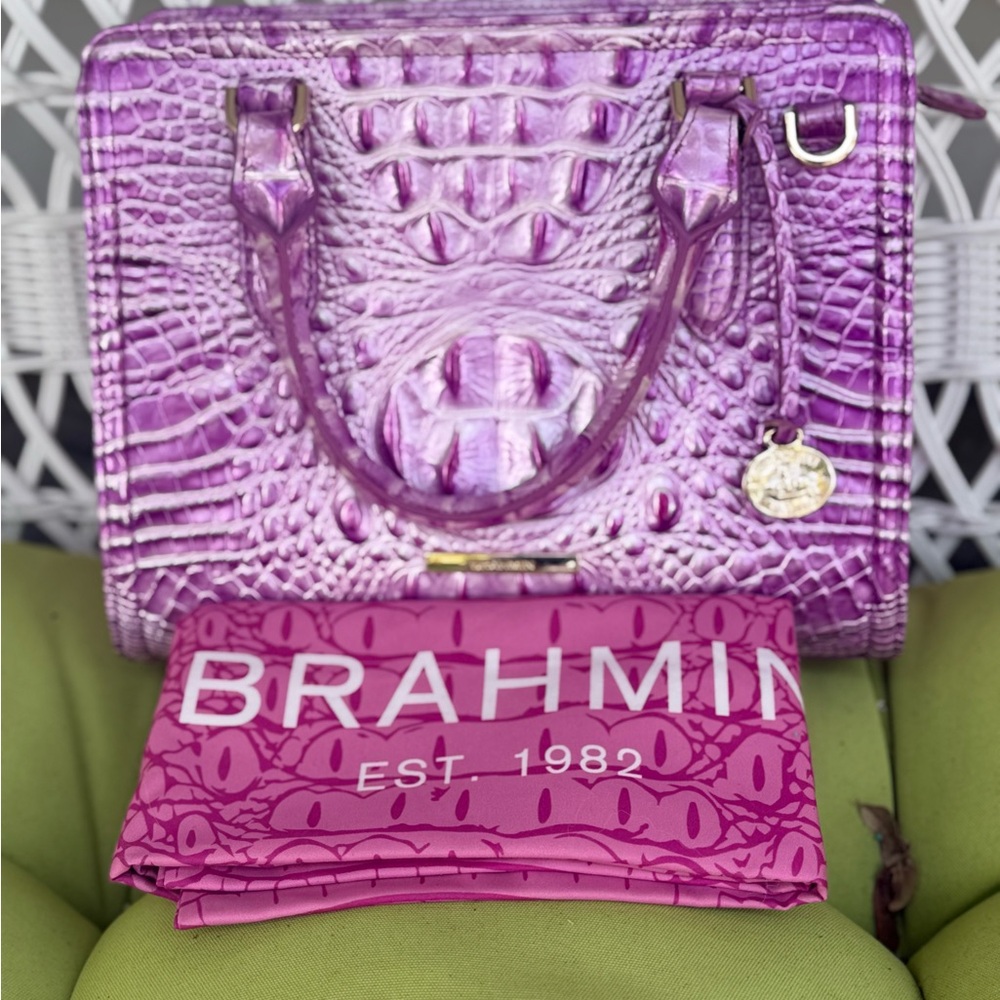 Brahmin Purple Satchel Bag Elegant and Functional.
